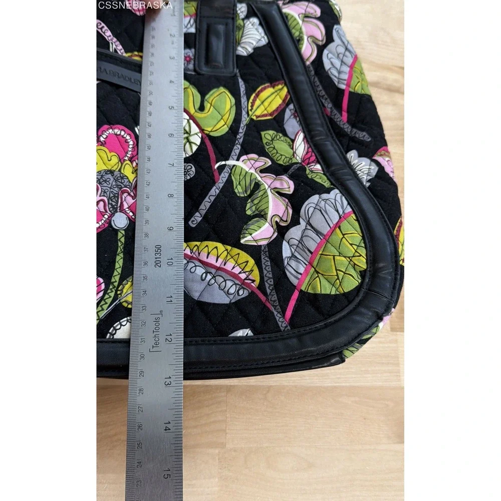 Vera Bradley Moon Blooms Quilted Trapeze Tote Bag Floral‎ Black Trim NWT